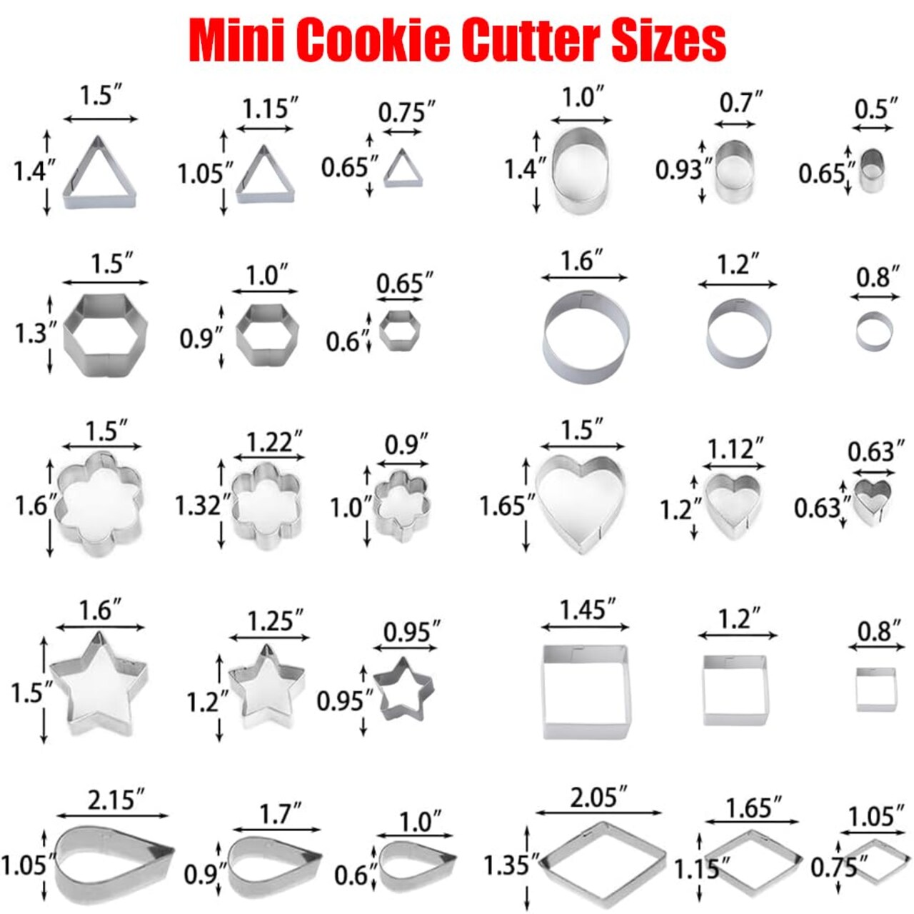 30 Pieces Mini Cookie Cutter Set with Box, Small Stainless Steel Veggie Cutters, Polymer Clay Cutters for Kids, Geometric Set for Biscuit Cutter, Tiny Fruit Cutter